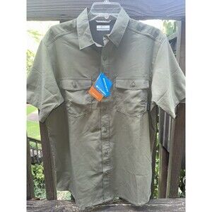 NEW! Columbia Men's Medium M Omni-Shade Short Sleeve Shirt Green Outdoor Fishing